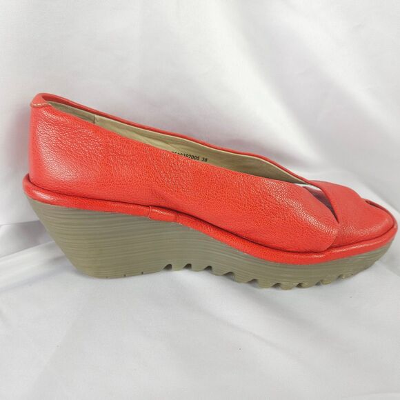 Fly London Women's  Sz 7 / 7.5 US  EU 38 Yoma307fly Peep Toe Wedge Sandal - Picture 6 of 10